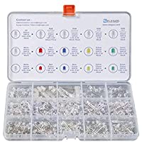 ELEGOO 3mm y 5mm Diffused y Clear Assorted LED Diodos Kit 5 Colores (Paquete de 350) para Arduino